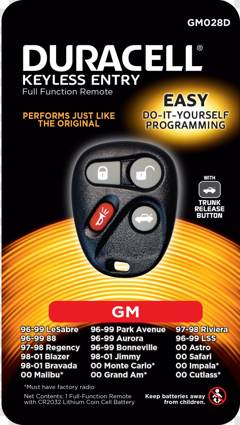 Remote Keyless System Car Chevrolet Duracell - Gmc - Key Transparent PNG