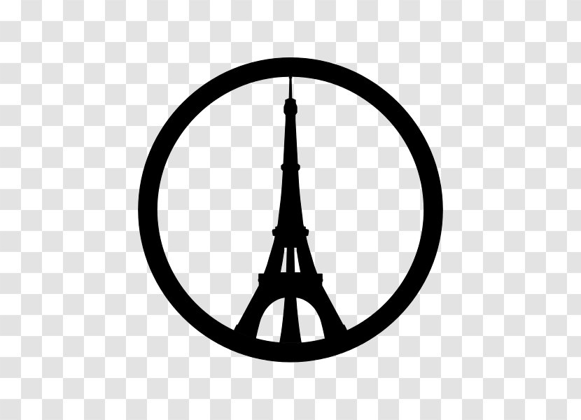 Peace For Paris November 2015 Attacks Symbols - Black And White Transparent PNG