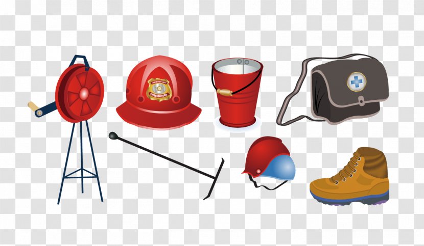 Fire Extinguisher Firefighter Hydrant Engine - Hose - Vector Red Hat Transparent PNG