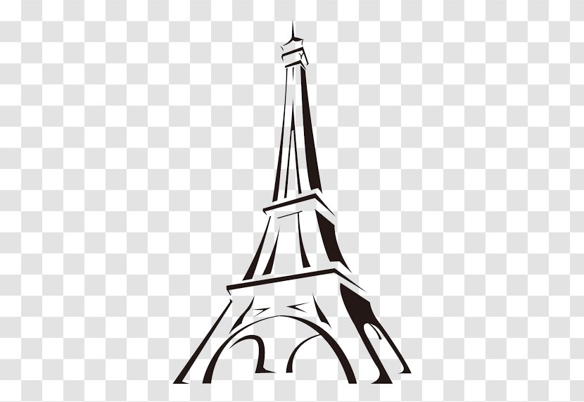Eiffel Tower Cartoon Drawing Clip Art - Monochrome Transparent PNG