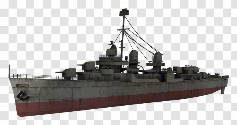 Fletcher-class Destroyer World War II Naval Ship - Motor Gun Boat Transparent PNG