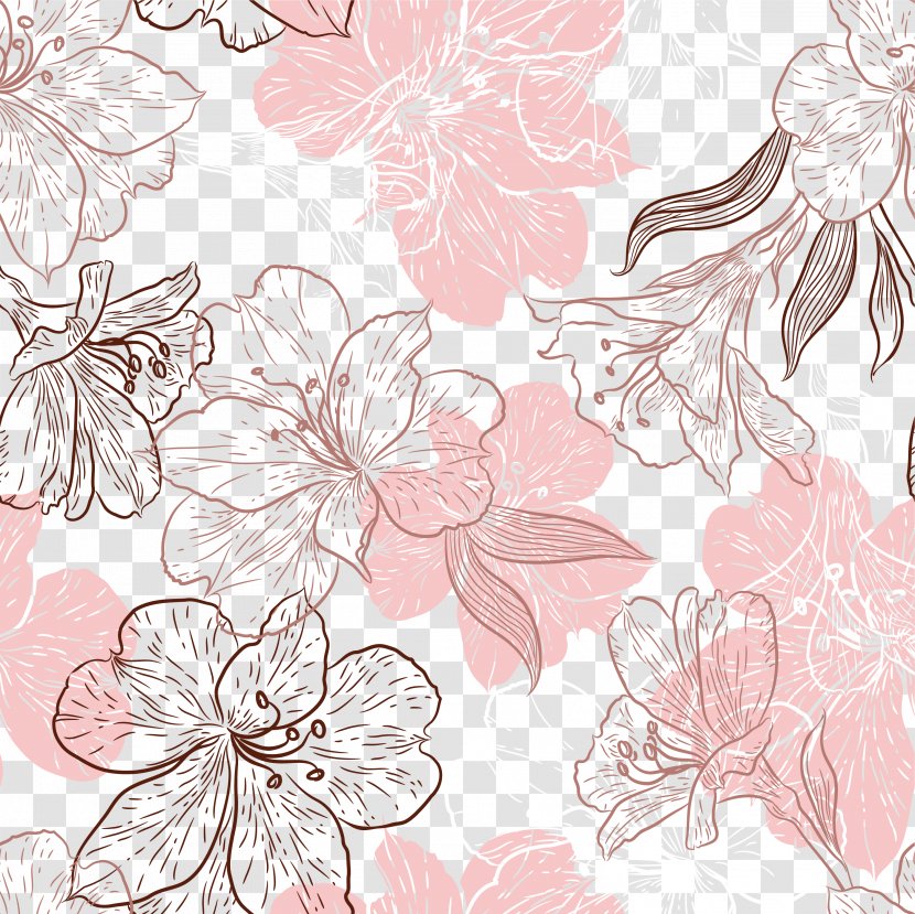 Flower Leaf Pink Petal - Textile - Hand Painted Flowers Leaves Transparent PNG