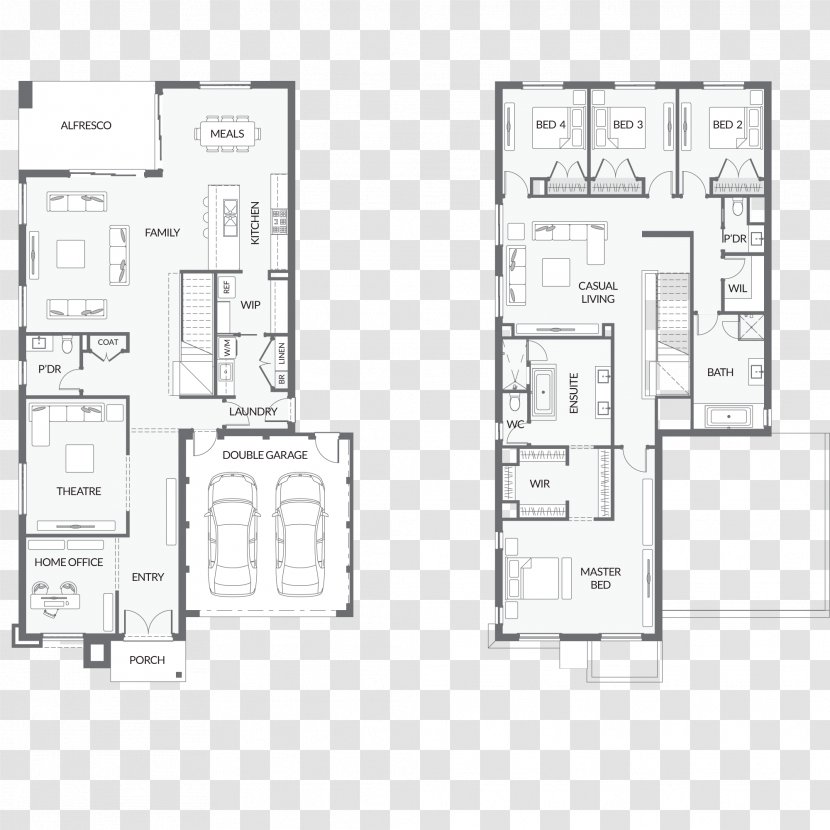 Floor Plan Furniture Technical Drawing - Area - Design Transparent PNG