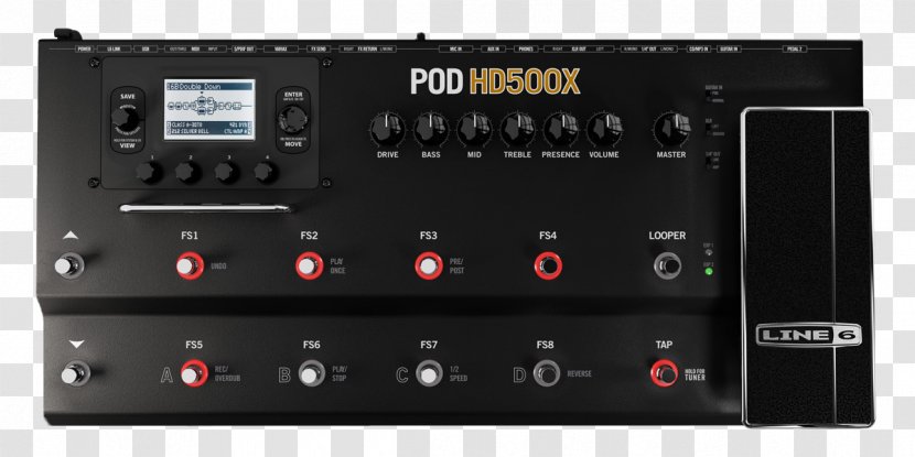 Guitar Amplifier Line 6 POD HD500X Effects Processors & Pedals - Pod Transparent PNG