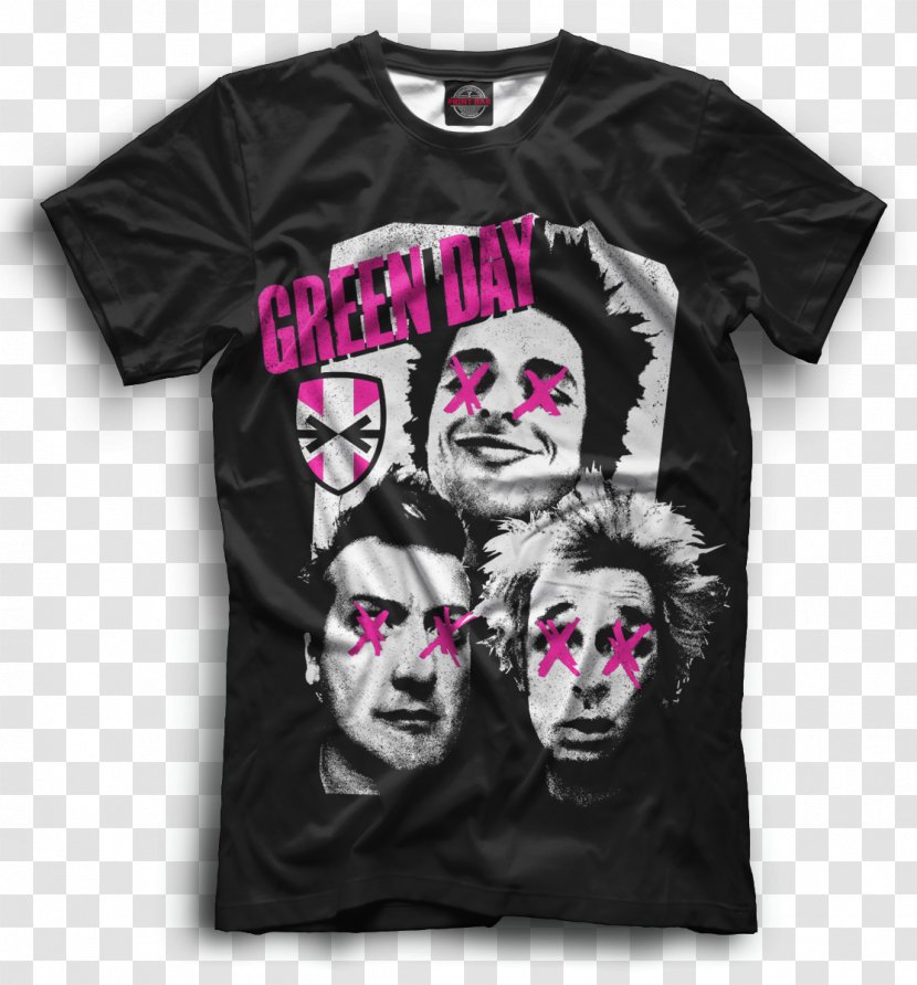 T-shirt Razamataz Green Day Neon Wings Woven Patch American Idiot Punk Rock - Black Transparent PNG
