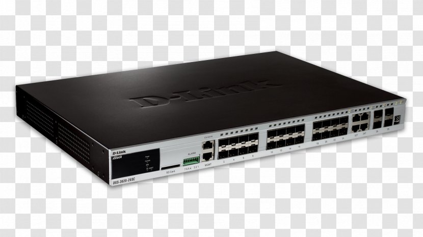 Gigabit Ethernet Small Form-factor Pluggable Transceiver Stackable Switch D-Link Network - Ports Transparent PNG