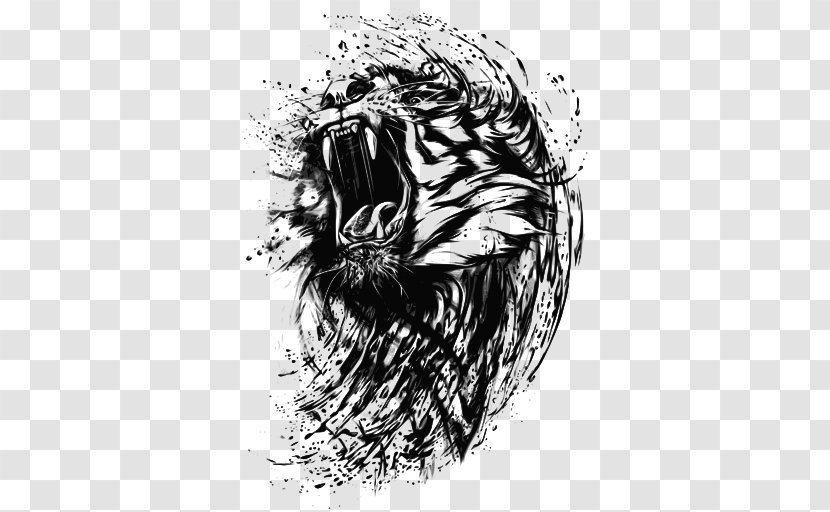 Cat Felidae Lion Sketch Roar - Black Tiger Transparent PNG