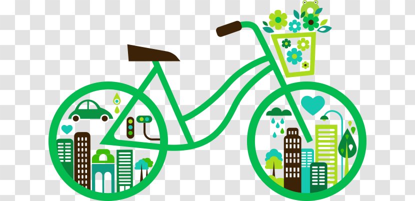 Electric Bicycle Cycling Natural Environment Car - Green - Futuristic City Transparent PNG