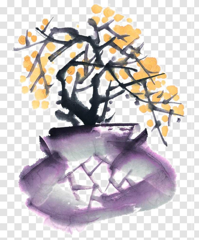 Chinese Painting Ink Wash - Organism - Plum Transparent PNG