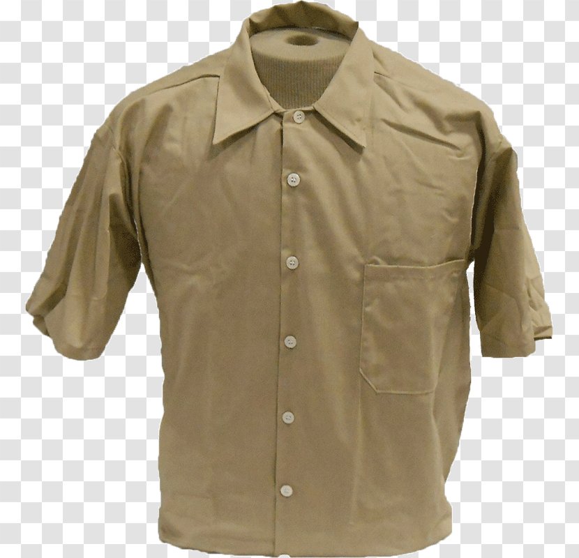 Sleeve Khaki Button Jacket Beige - White Short Sleeves Transparent PNG
