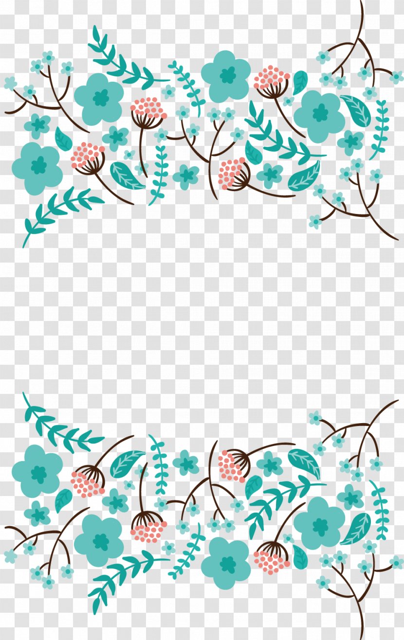 Wedding Invitation Blue - Vector Flowers Border Transparent PNG