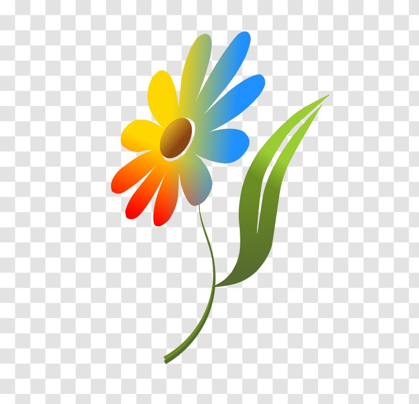 Common Daisy Rainbow Clip Art - Simple Flower Cliparts Transparent PNG