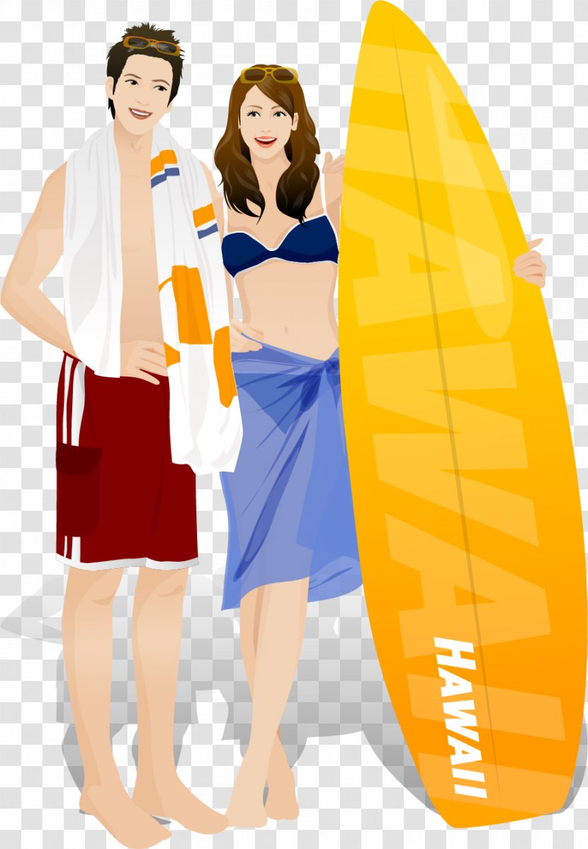 Euclidean Vector Drawing Illustration - Flower - Hand-painted Beach Vacation Couple Transparent PNG