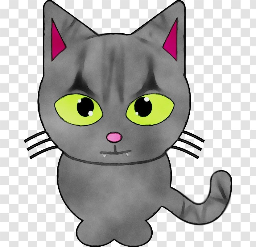 Cat Small To Medium-sized Cats Cartoon Whiskers Korat - Purple Head Transparent PNG