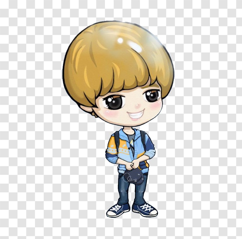 EXO Cartoon Moe Q-version Fan Art - Heart - Smiling Boys Transparent PNG