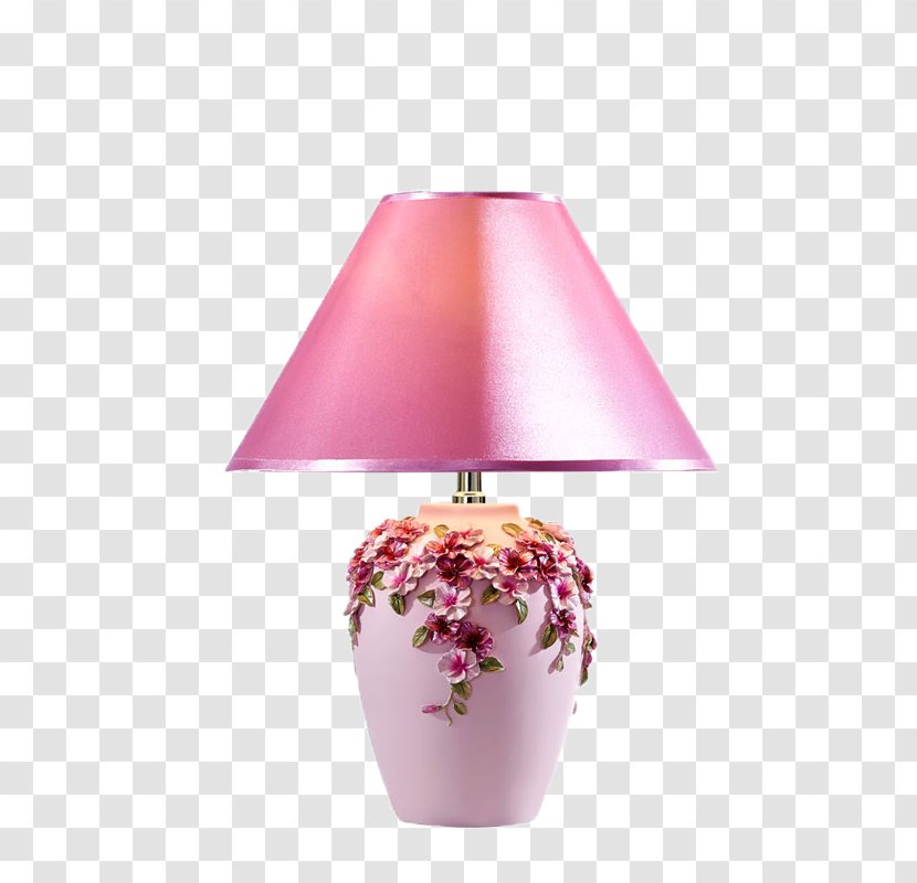 Table Nightstand Lampe De Bureau Light Fixture Pink Lamp Transparent Png