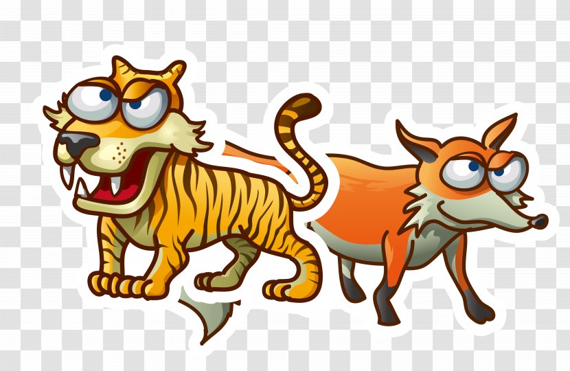 Tiger Cat Lion Illustration - Fictional Character - Vector Fox Material Transparent PNG