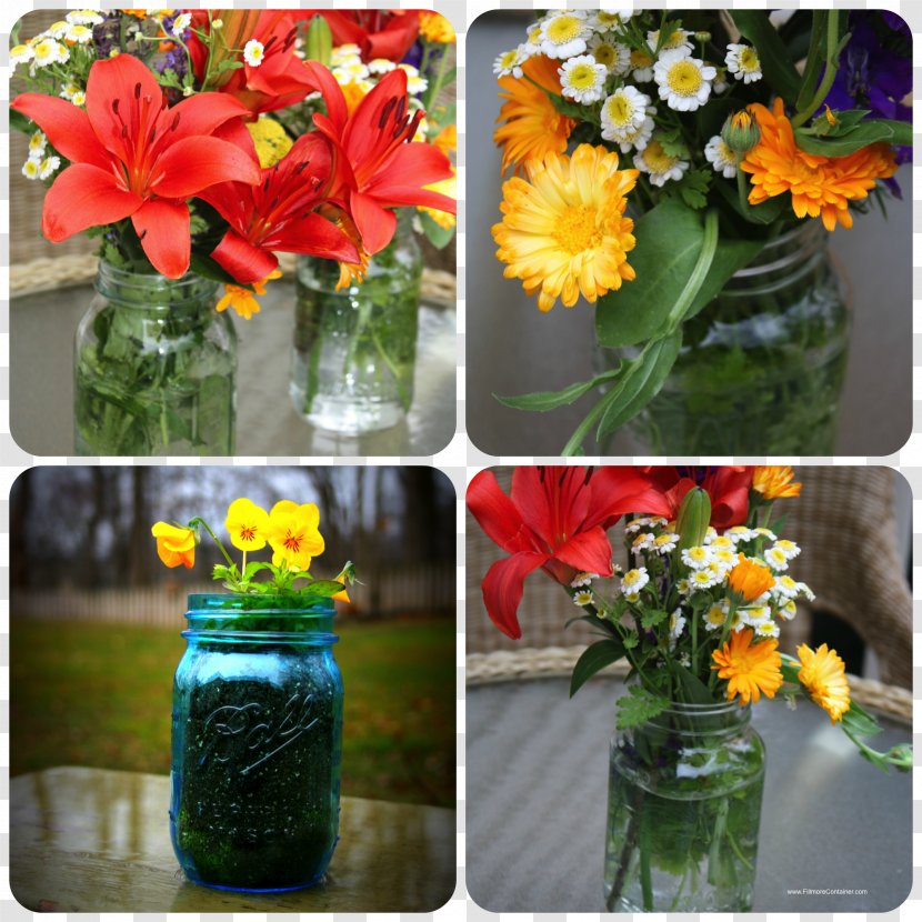Flower Bouquet Mason Jar Centrepiece Floristry - Glass Transparent PNG