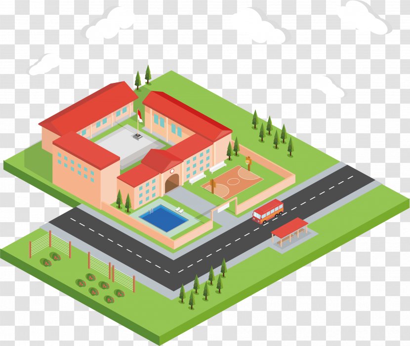 Isometric Projection Building Campus Illustration - Stockxchng - Stereoscopic School Model Transparent PNG