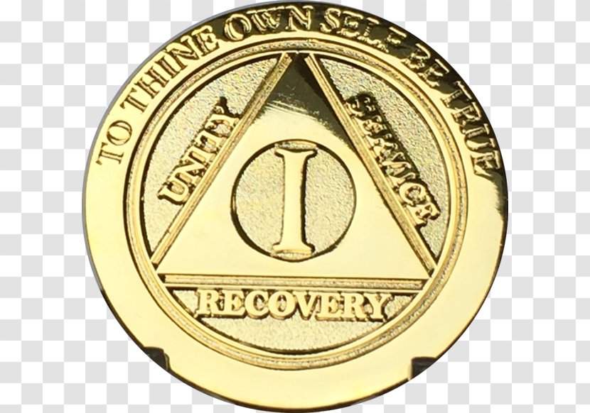 Gold Medal Alcoholics Anonymous Sobriety Coin Serenity Prayer Transparent PNG
