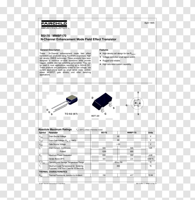 2N7000 MOSFET Datasheet Field-effect Transistor - Text Transparent PNG