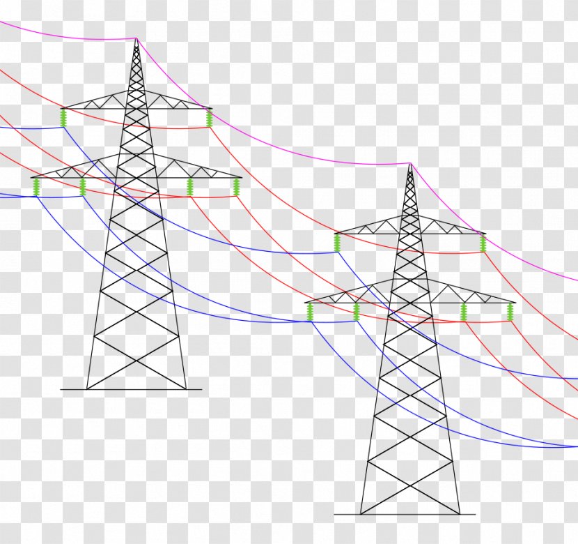Overhead Power Line Drawing Electricity Transmission Tower - Wiktionary Transparent PNG