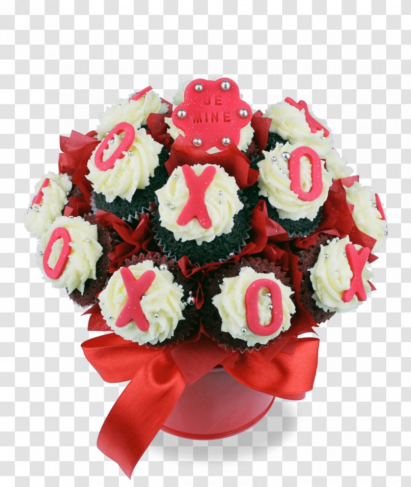 Cupcake Birthday Cake Flower Bouquet Red Velvet - Buttercream - Cup Transparent PNG