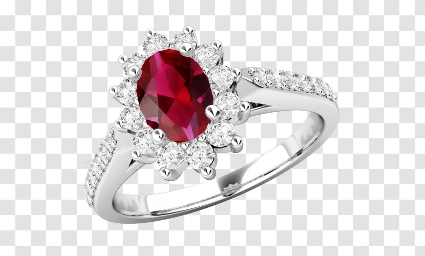 Ruby Engagement Ring Diamond Cut Trilogy - Body Jewelry Transparent PNG