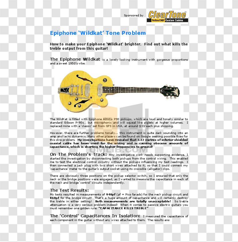 Epiphone Wildkat Royale Electric Guitar Archtop - Yellow Transparent PNG