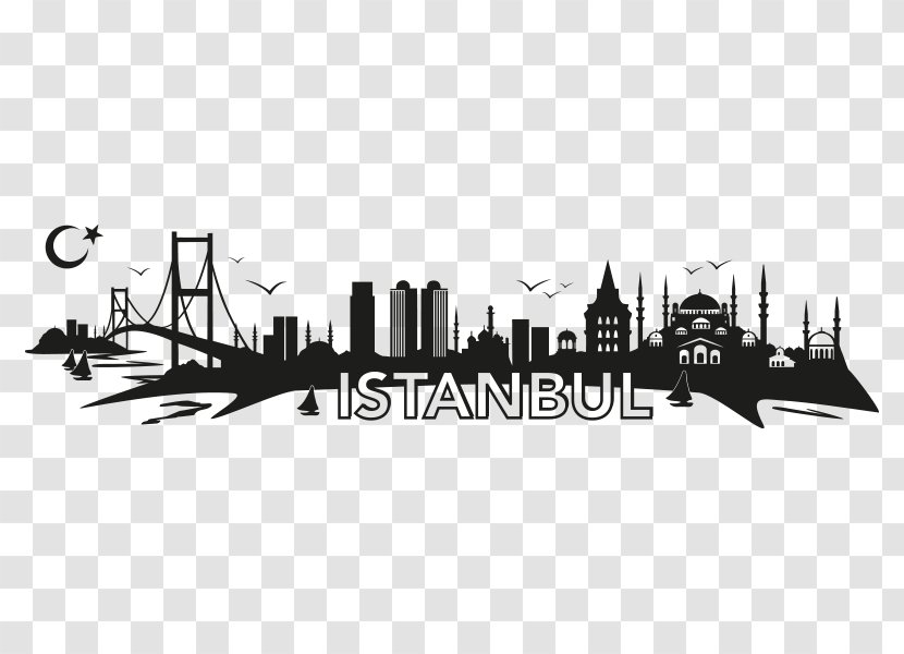 Istanbul Wall Decal Skyline Photography Vector Graphics - Monochrome Transparent PNG