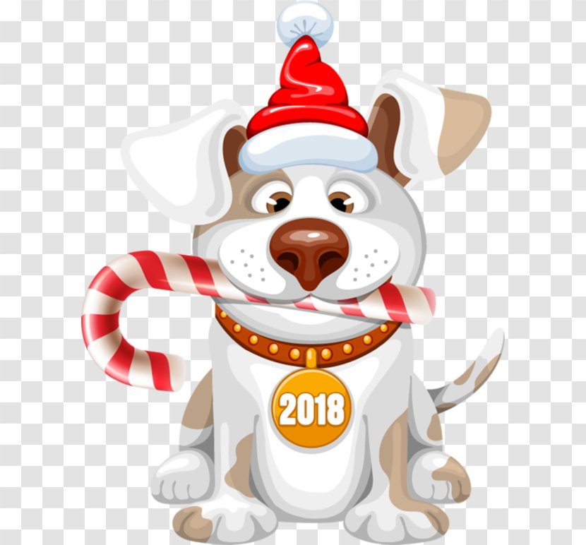 Dog New Year Christmas Clip Art - Royaltyfree - 2018 Adorable Dogs Transparent PNG