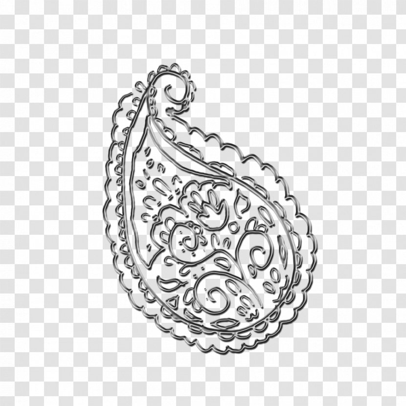 Paisley Jewellery Black And White Monochrome - Silver Transparent PNG