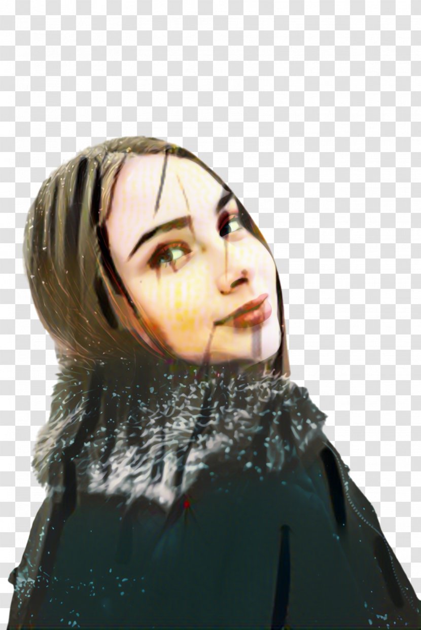 Winter Girl - Black Hair Head Transparent PNG