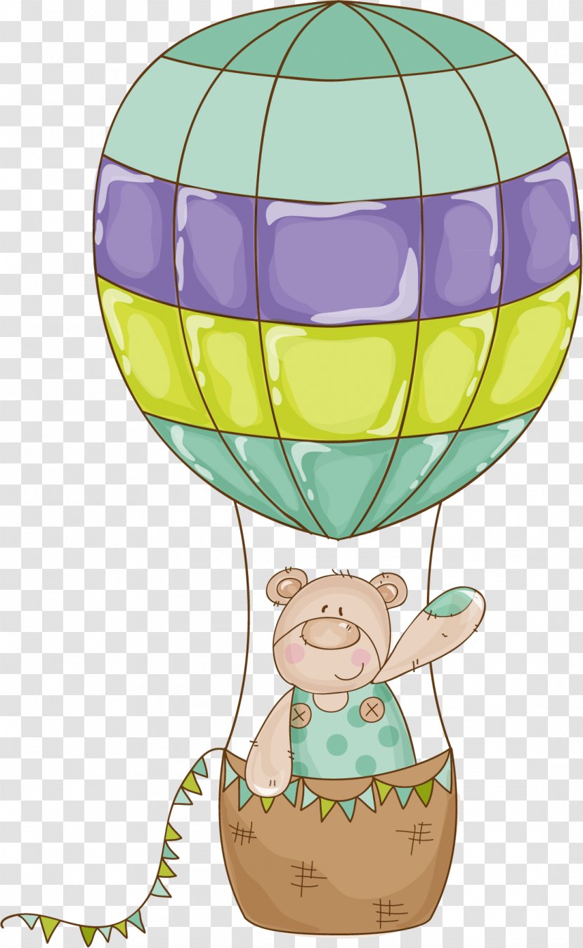 Flight Hot Air Balloon Illustration - Watercolor - Creative Cartoon Bear Transparent PNG
