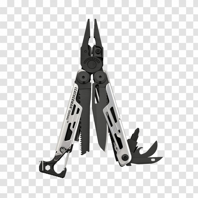 Multi-function Tools & Knives Leatherman SIGNAL MULTI-TOOL Black Silver And Signal Multi-Tool 832623 - Bit Kit - Multi Tool Hammer Transparent PNG