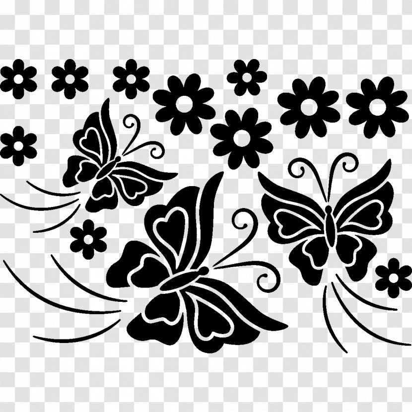 Floral Design Petal Leaf Clip Art - Monochrome - Wall Stickers Decorative Windows Transparent PNG