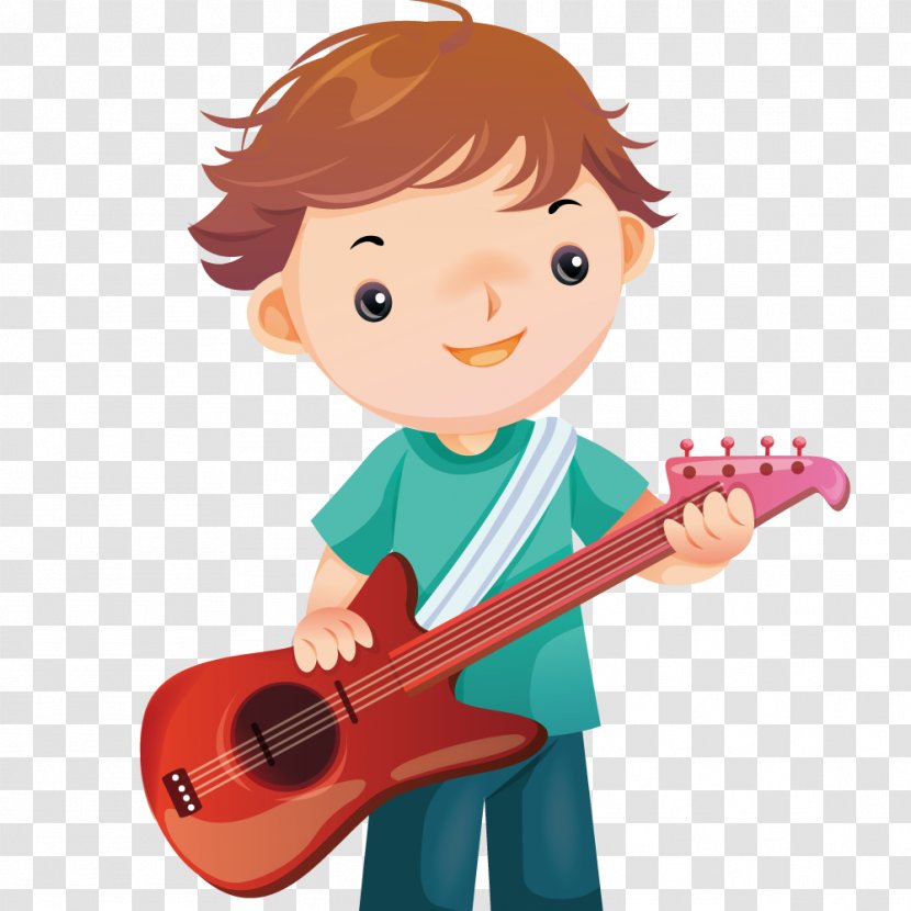 Guitar Cartoon Musical Instrument - Tree - Boy Playing Transparent PNG