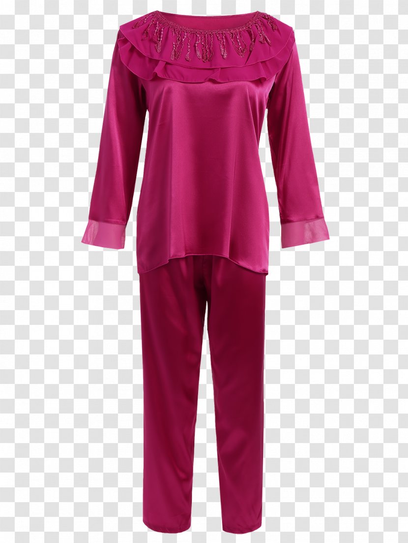 Pajamas Shoulder Satin Sleeve Pink M - CHINESE CLOTH Transparent PNG