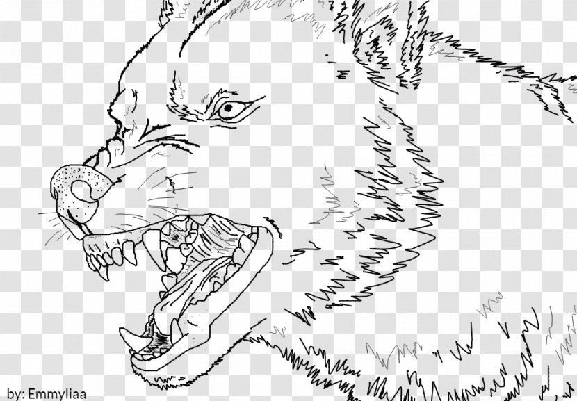 Line Art Whiskers Sketch - Flower - Angry Wolf Face Transparent PNG