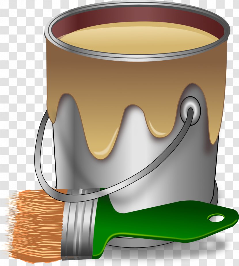 Painting Brush Bucket - Yellow Transparent PNG