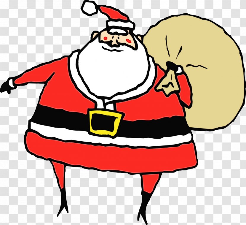 Santa Claus Drawing - Wet Ink - Pleased Cartoon Transparent PNG