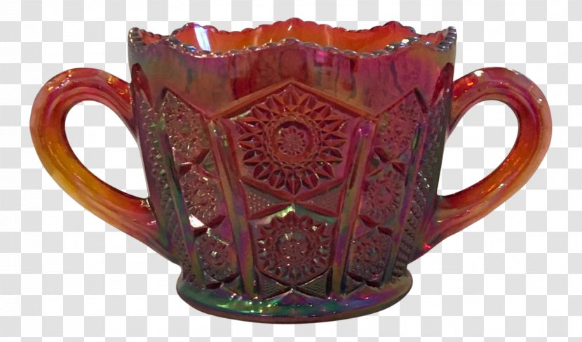 Carnival Glass Sugar Bowl Amberina Transparent PNG