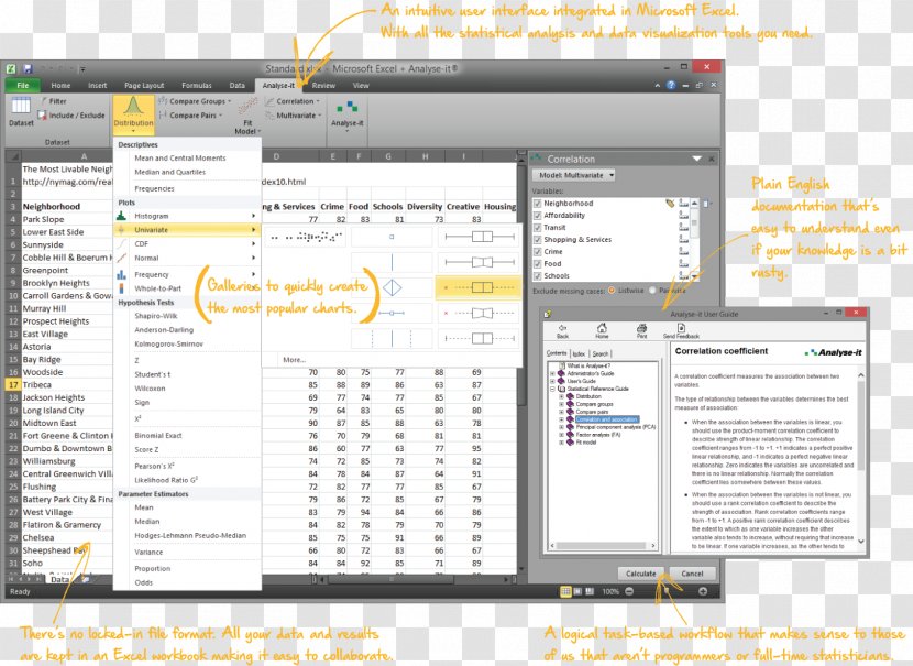 Computer Program Microsoft Excel Statistics Analyse-it - Text Transparent PNG
