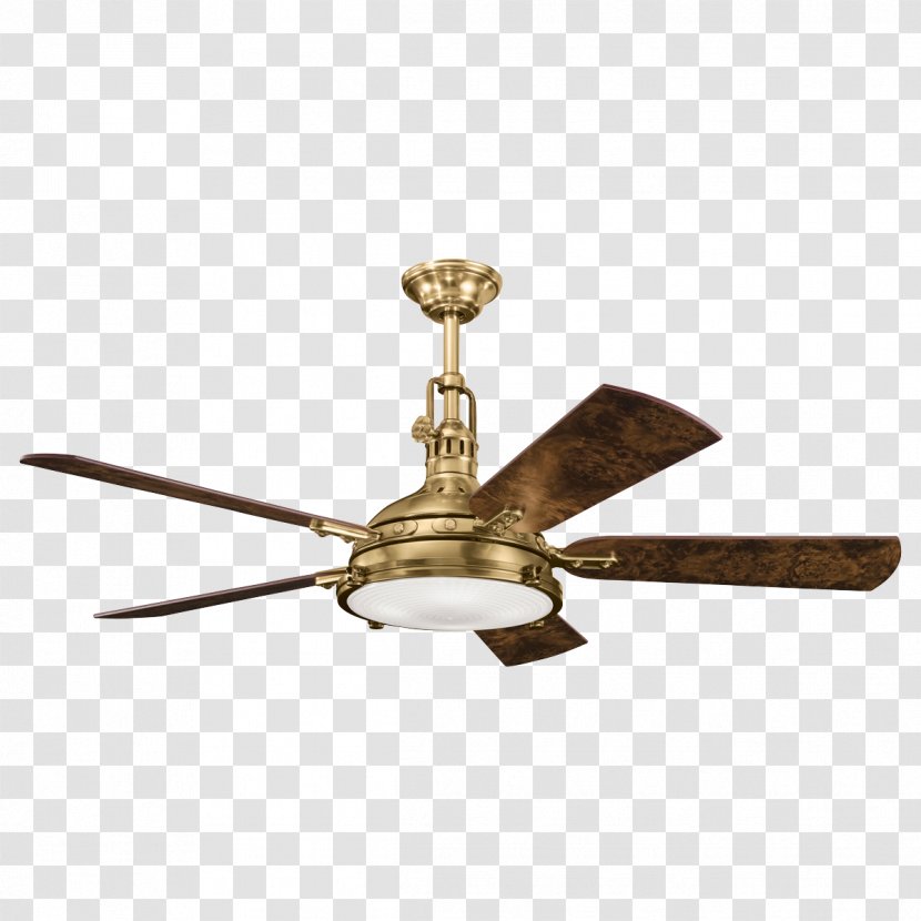 Light Kichler Hatteras Bay Ceiling Fans - Brass Transparent PNG