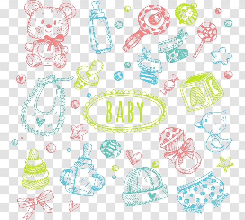 Toy Infant Drawing Clip Art - Bib - Hand Drawn Sketch Baby Toys Transparent PNG