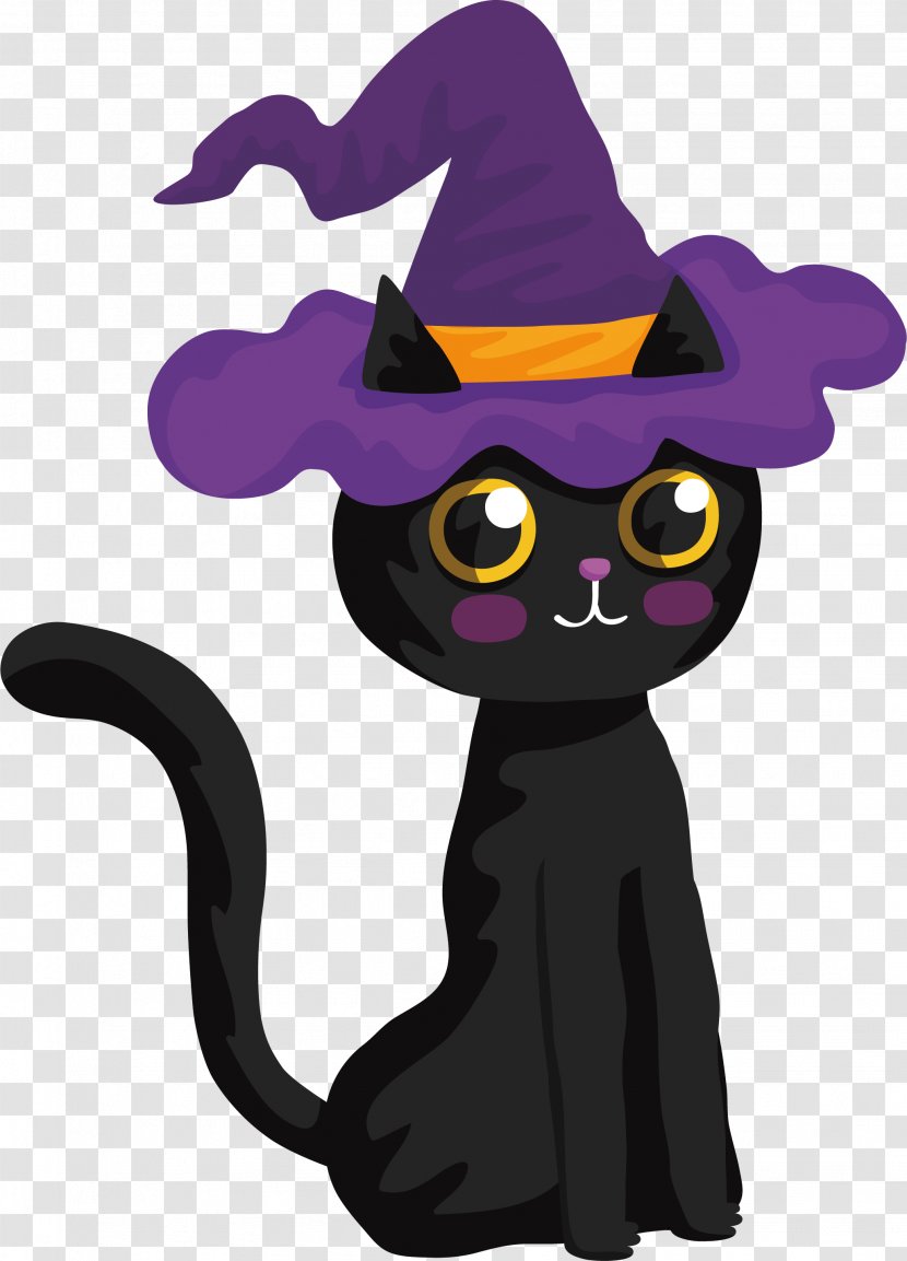 Black Cat Halloween Witch - Art - Lovely Transparent PNG