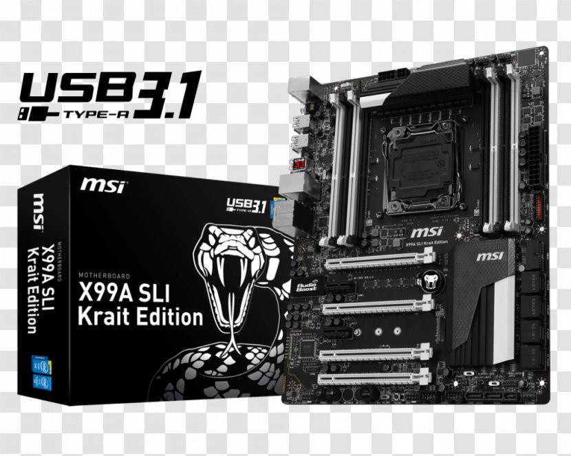 MSI X99A SLI LGA 2011 Motherboard X99S Plus Krait - Atx - Electronics Accessory Transparent PNG