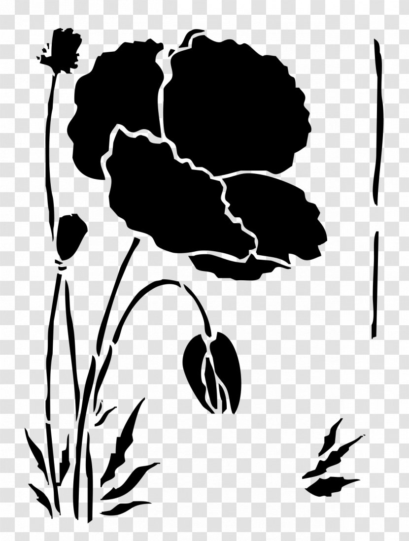 Poppy Stencil Drawing Flower Pattern - Plant Transparent PNG