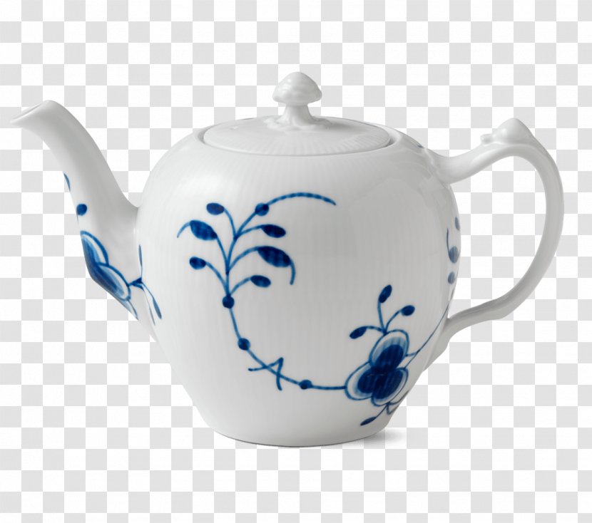 Royal Copenhagen Fluted Teapot Teacup Saucer Plate - Blue Mega Transparent PNG