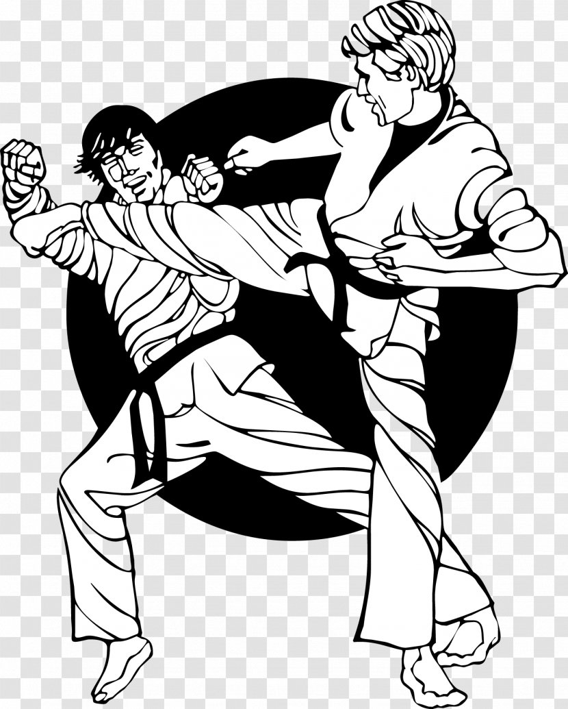 Karate Martial Arts Combat Sport - Monochrome - Vector Sparring Two Foreigners Transparent PNG